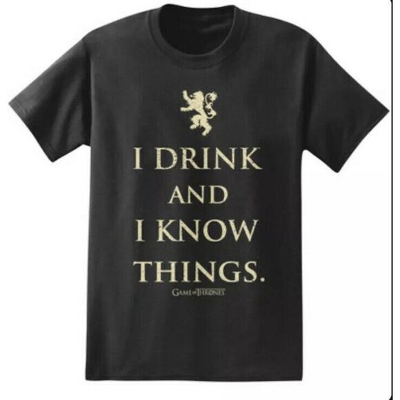 Game Of Thrones T-Shirt I Drink And Know Things Size Small Black NWT - Picture 1 of 5